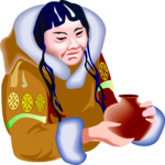 Eskimo with Jug Clip Art