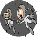 Space Boy Chasing Dog Clip Art