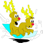 Reindeer on Toboggan 6 Clip Art