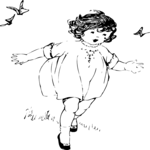 People, Girl & Butterflies 1 Clip Art