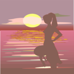 Woman on Beach 4 Clip Art