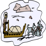 Eskimo with Dog Sled Clip Art