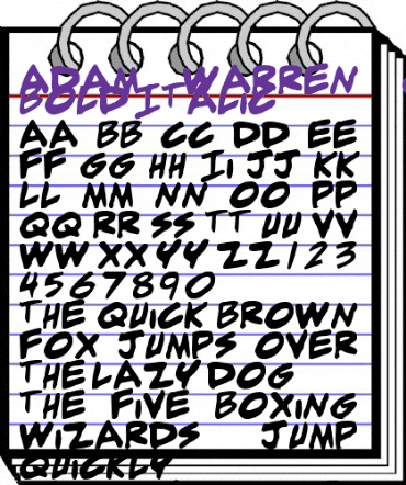 adam warren 0.2 Bold Italic animated font preview