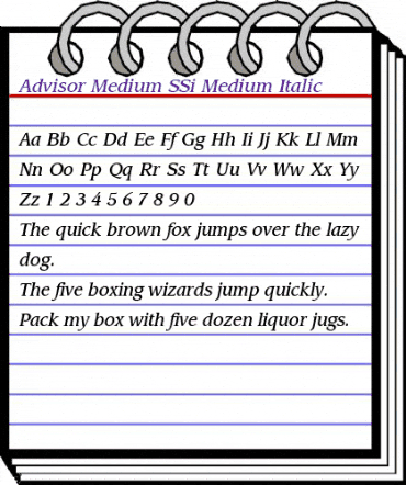 Advisor Medium SSi Medium Italic animated font preview