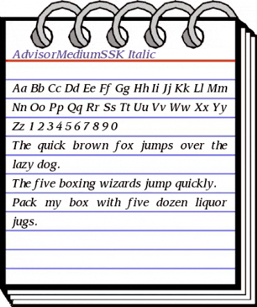 AdvisorMediumSSK Italic animated font preview