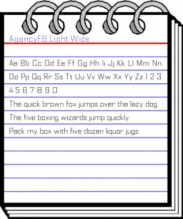 AgencyFB Light Wide Regular animated font preview