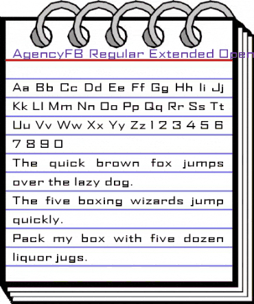 AgencyFB Regular Extended Regular animated font preview