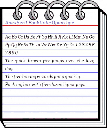 Apex Serif Book Italic Regular animated font preview