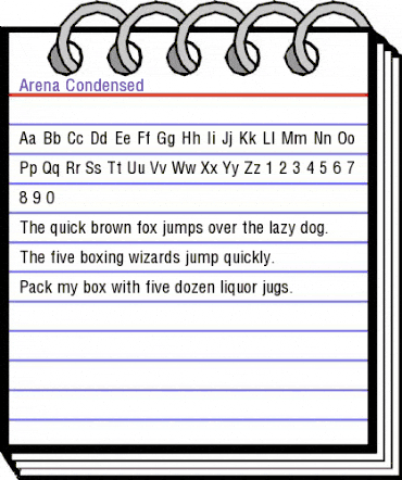 Arena Condensed Regular animated font preview