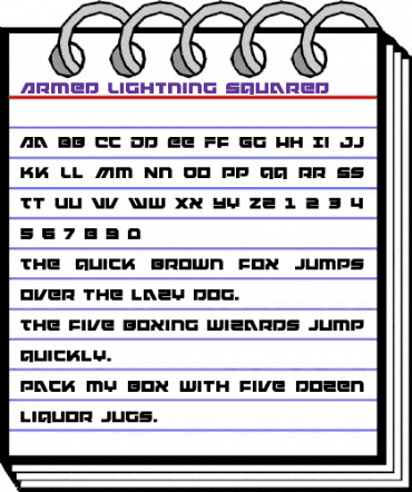 Armed Lightning Squared Regular animated font preview
