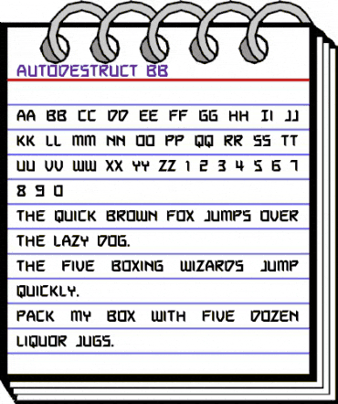 Autodestruct BB Regular animated font preview