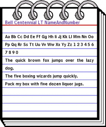 BellCentennial LT NameAndNr Regular animated font preview