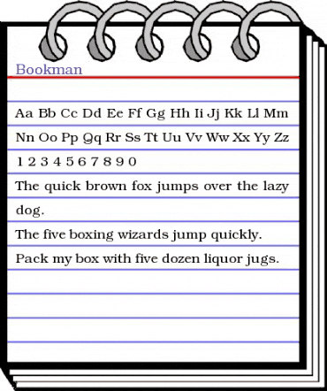 Bookman Regular animated font preview