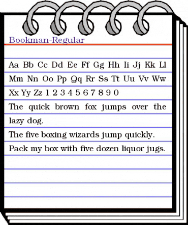 Bookman Regular animated font preview