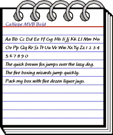 Calliope MVB Regular animated font preview