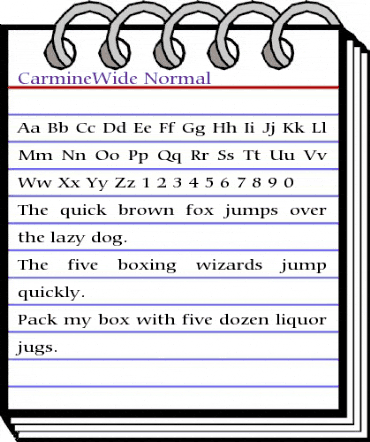 CarmineWide Normal animated font preview