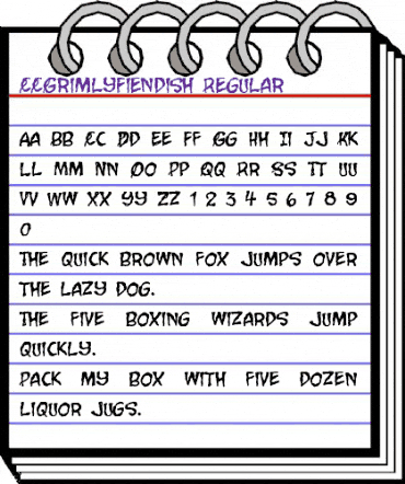 CCGrimlyFiendish Regular animated font preview