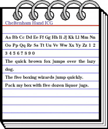 Cheltenham Hand ICG Regular animated font preview