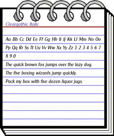 Cleargothic Italic animated font preview