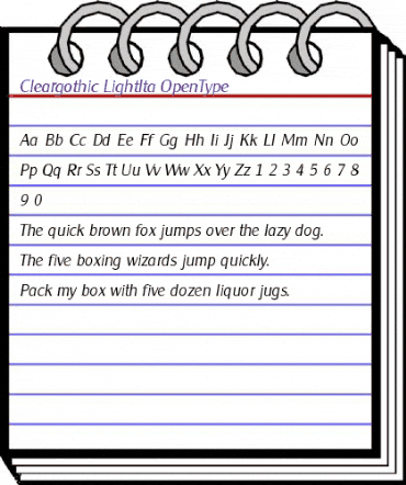 Cleargothic-LightIta Regular animated font preview