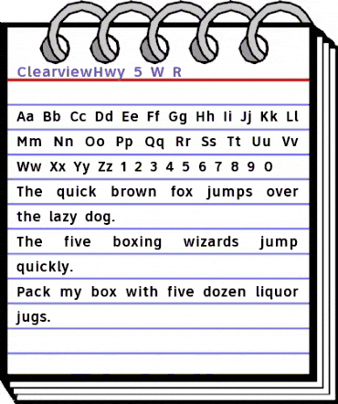 ClearviewHwy-5-W-R Regular animated font preview