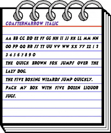 CoasterNarrow Italic animated font preview