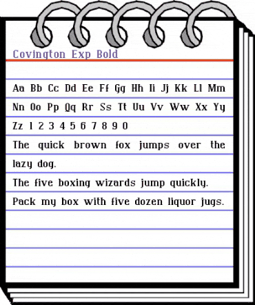 Covington Exp Bold animated font preview