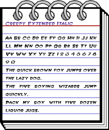 CreepyExtended Italic animated font preview