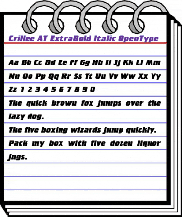 Crillee AT ExtraBold Italic Regular animated font preview
