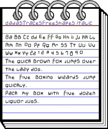 DadasTracesFreeshapes Regular animated font preview
