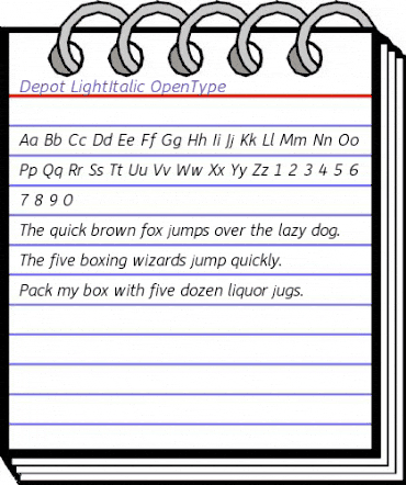 Depot Light Italic animated font preview