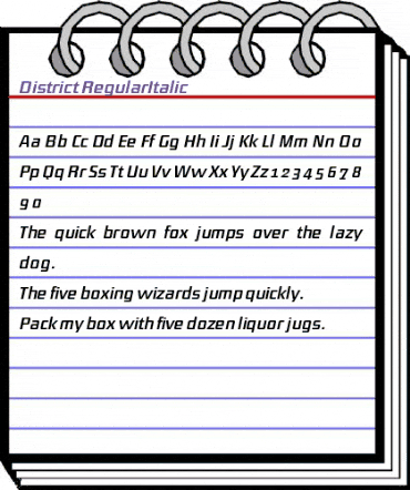 District-RegularItalic Regular animated font preview
