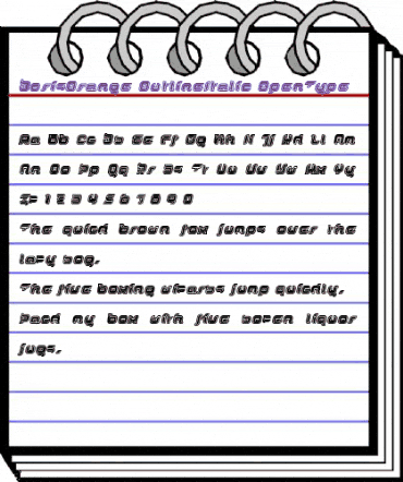 DorisOrange OutlineItalic animated font preview