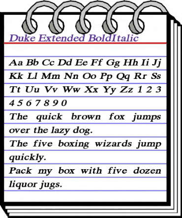 Duke Extended BoldItalic animated font preview