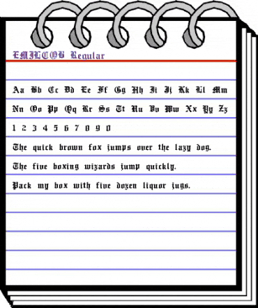 EMILCOB Regular animated font preview