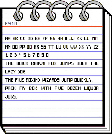 F910 Regular animated font preview
