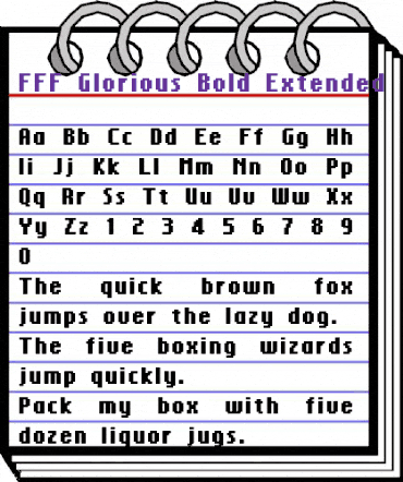 FFF Glorious Bold Extended Regular animated font preview