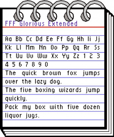 FFF Glorious Extended Regular animated font preview