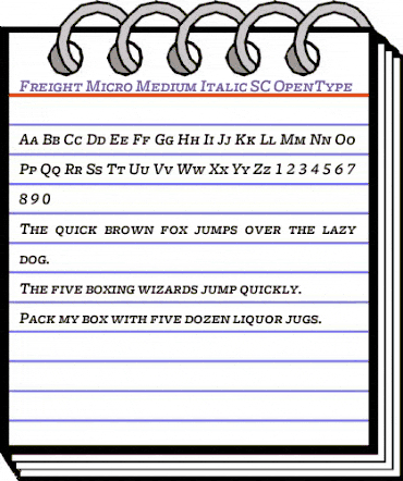 Freight Micro Medium Italic SC animated font preview