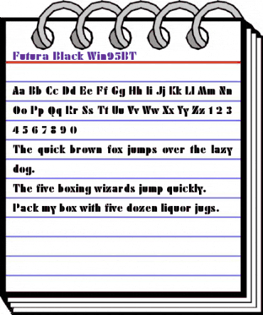 FuturaBlack Win95BT Regular animated font preview