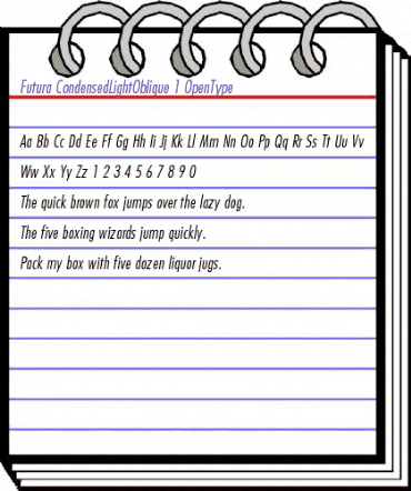 Futura Condensed Light Oblique animated font preview
