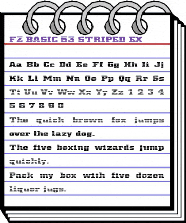 FZ BASIC 53 STRIPED EX Normal animated font preview