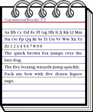 GaramondBookCTT Regular animated font preview