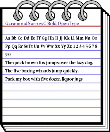 GaramondNarrowC Regular animated font preview