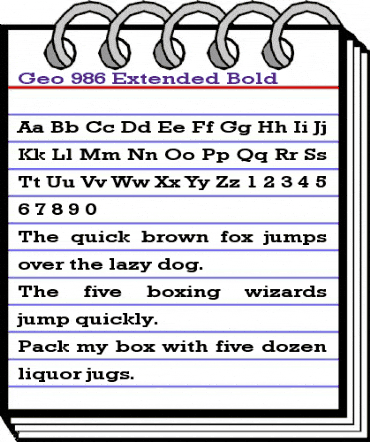 Geo 986 Extended Bold animated font preview