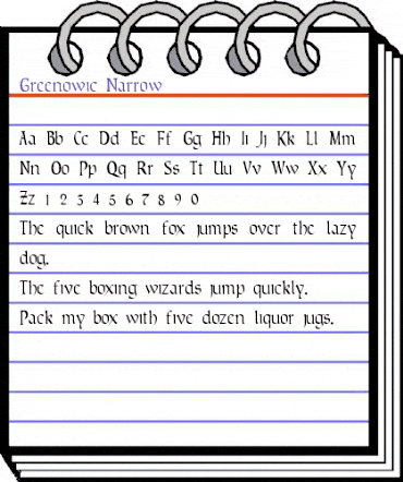 Greenowic Narrow Normal animated font preview