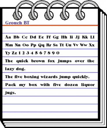Grouch BT Regular animated font preview