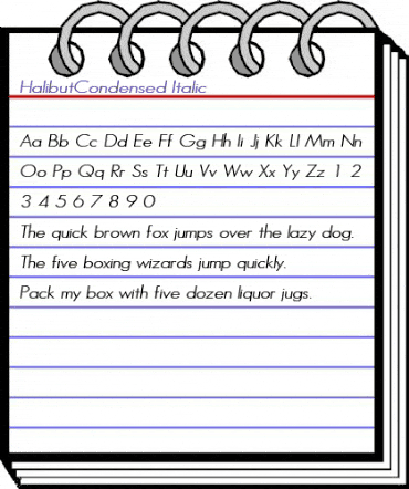 HalibutCondensed Italic animated font preview