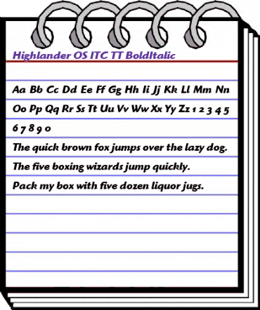 Highlander OS ITC TT BoldItalic animated font preview