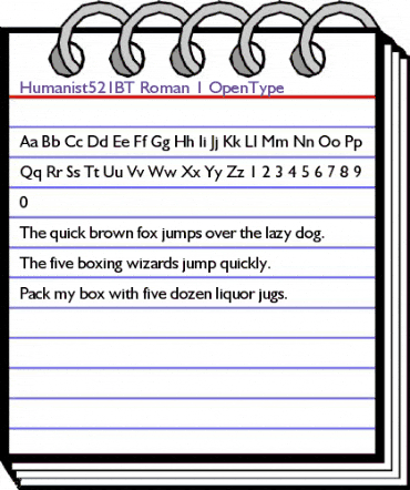 Humanist 521 Regular animated font preview